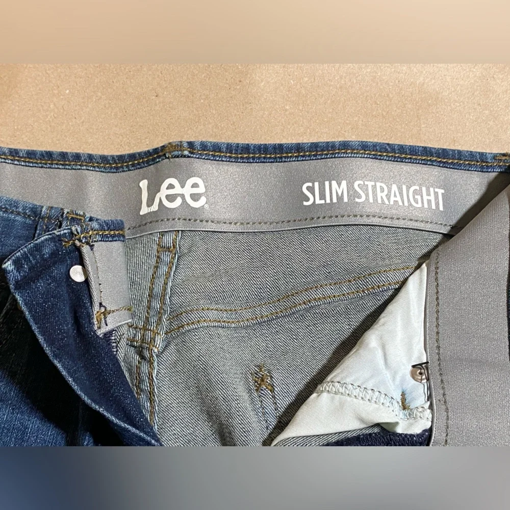 32/30 Men’s Slim Straight Lee Denim med-Dark Wash - Picture 5 of 10